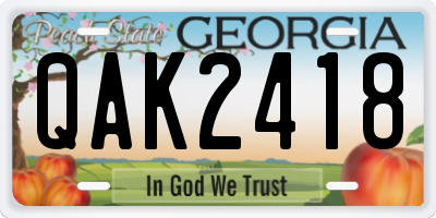 GA license plate QAK2418