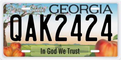 GA license plate QAK2424