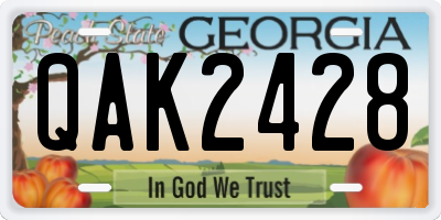 GA license plate QAK2428