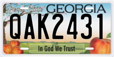 GA license plate QAK2431