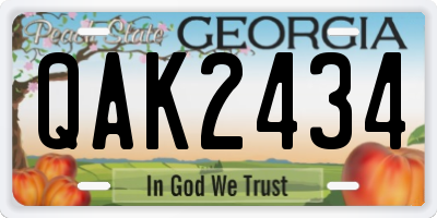 GA license plate QAK2434
