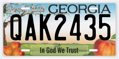 GA license plate QAK2435