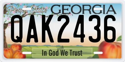 GA license plate QAK2436