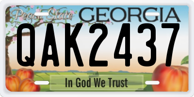 GA license plate QAK2437