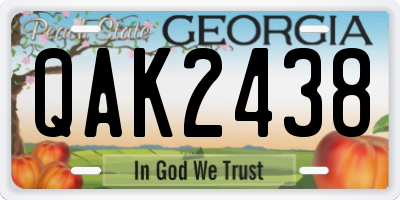 GA license plate QAK2438