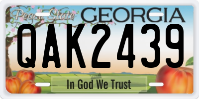 GA license plate QAK2439