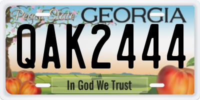 GA license plate QAK2444