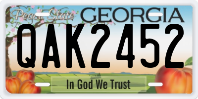 GA license plate QAK2452
