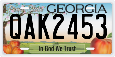 GA license plate QAK2453