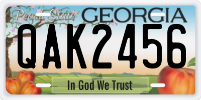 GA license plate QAK2456