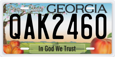GA license plate QAK2460