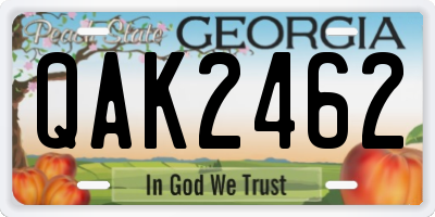 GA license plate QAK2462