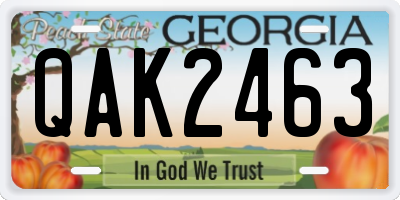 GA license plate QAK2463