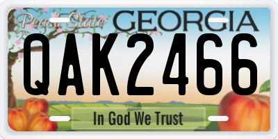 GA license plate QAK2466