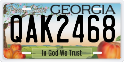 GA license plate QAK2468