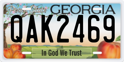 GA license plate QAK2469