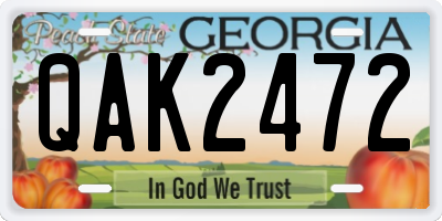 GA license plate QAK2472
