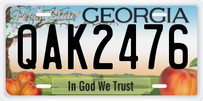 GA license plate QAK2476