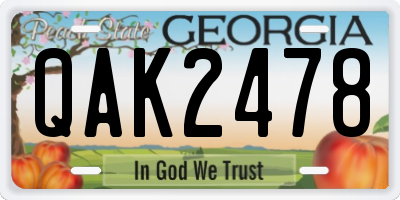 GA license plate QAK2478
