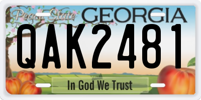 GA license plate QAK2481