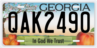 GA license plate QAK2490