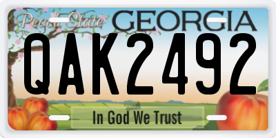 GA license plate QAK2492