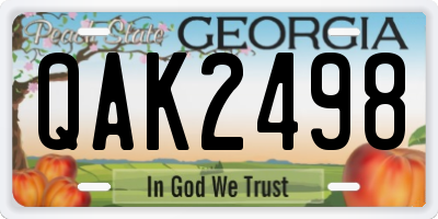 GA license plate QAK2498
