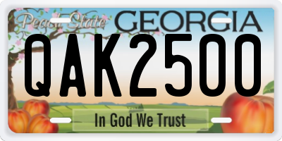 GA license plate QAK2500