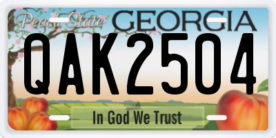 GA license plate QAK2504