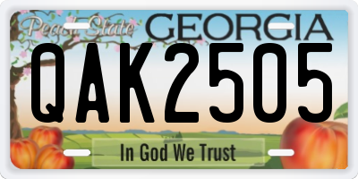 GA license plate QAK2505