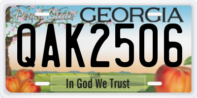 GA license plate QAK2506