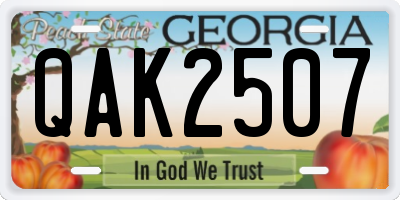 GA license plate QAK2507