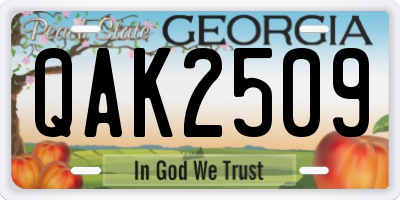 GA license plate QAK2509