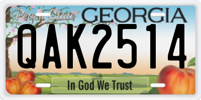 GA license plate QAK2514