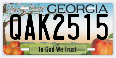 GA license plate QAK2515