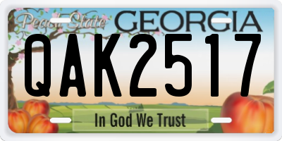 GA license plate QAK2517