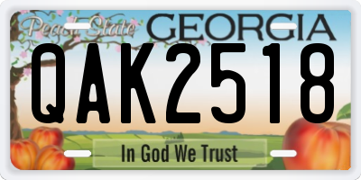 GA license plate QAK2518