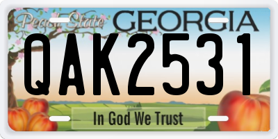 GA license plate QAK2531