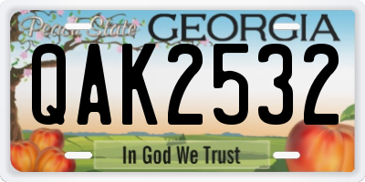 GA license plate QAK2532