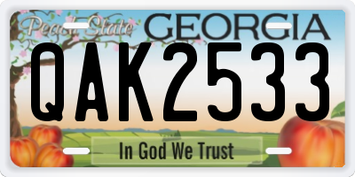 GA license plate QAK2533