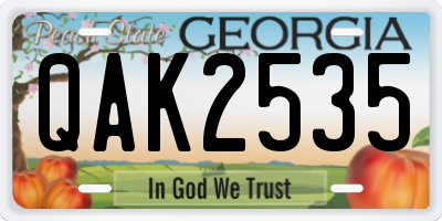 GA license plate QAK2535