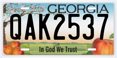 GA license plate QAK2537