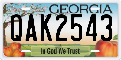 GA license plate QAK2543