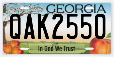 GA license plate QAK2550