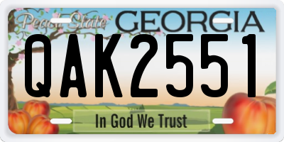 GA license plate QAK2551