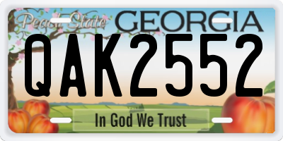 GA license plate QAK2552