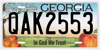 GA license plate QAK2553