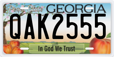 GA license plate QAK2555