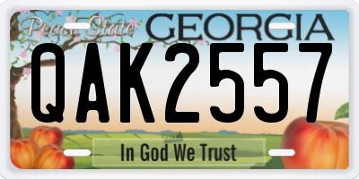 GA license plate QAK2557