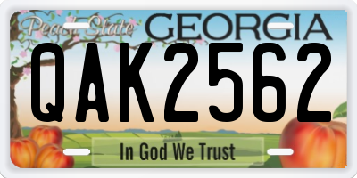 GA license plate QAK2562